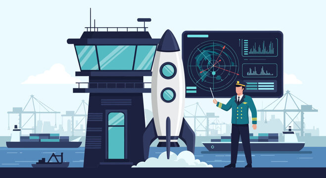 Futuristic Spacecraft Navigation Control by Maritime Officer at Port