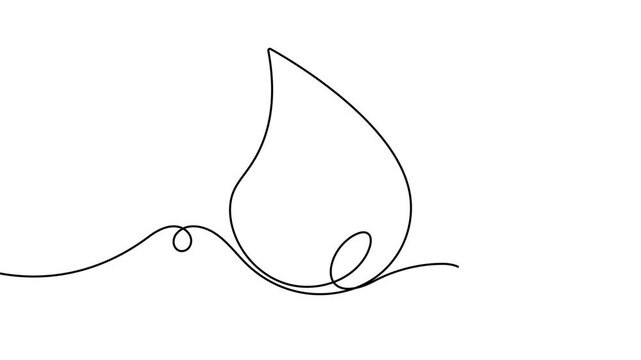 Blood drop sign continuous one line drawing single art on white background minimalist medical donation concept symbol 4k animation video