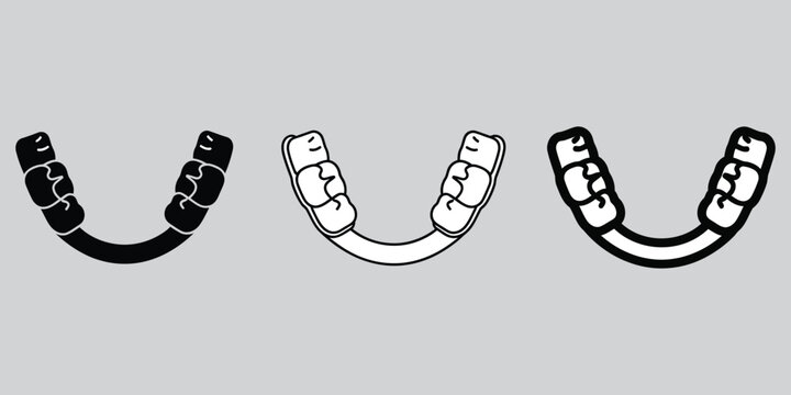 Dental Orthodontic Retainer Silhouette Set on Gray Background with Copy Space for Text