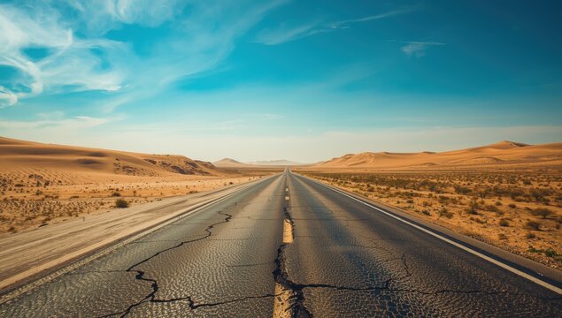 Uzbekistan's international highway is a deteriorated, ancient route through the desert.
