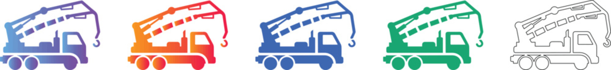 Concrete Boom Pump Truck Icons © mr nexa design