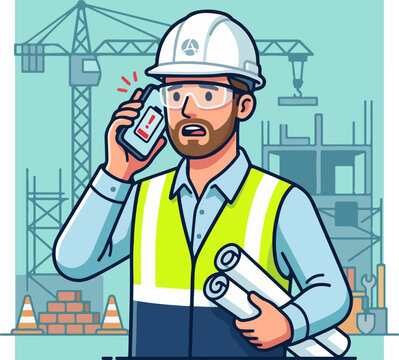 Construction Worker on Phone.