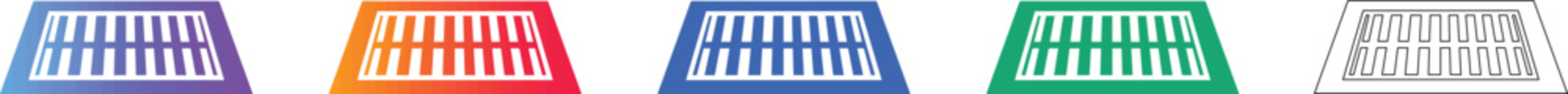 Storm Drain Grate Vector Icon Set