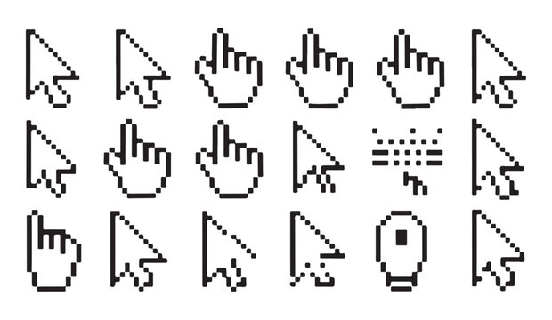 Pixel cursor icons collection arrow hand cursor icon cursor icon cursor icon cursor icon cursor icon.
