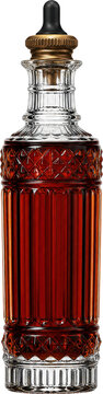 Vintage glass bitters bottle with dropper isolated on transparent background