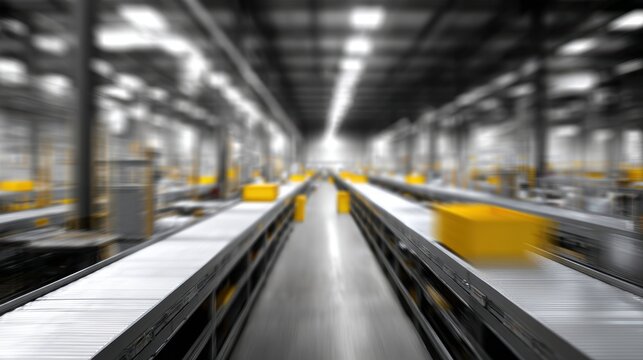 high tech warehouse filled with automated sorting machines and electronic logistics systems