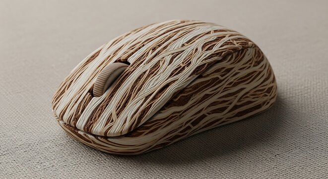 Modern wireless computer mouse with a unique textured 3d printed surface and colorful decorative dots