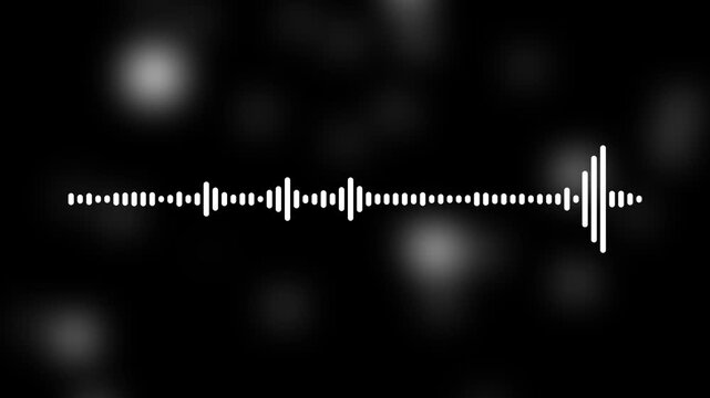 Animated audio waveform equalizer on dark bokeh background