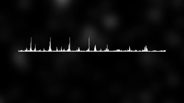Dynamic white audio waveform visualization on black background