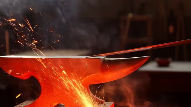 Knife tactical combat with double-edged blade sparks flying during samurai-style close-up fight featuring katana, fire, glowing edge with metal and