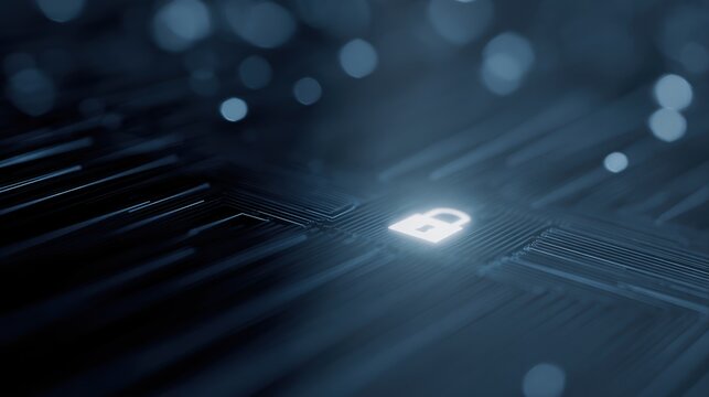 motherboard cybersecurity authentication system with digital login interface technology concept