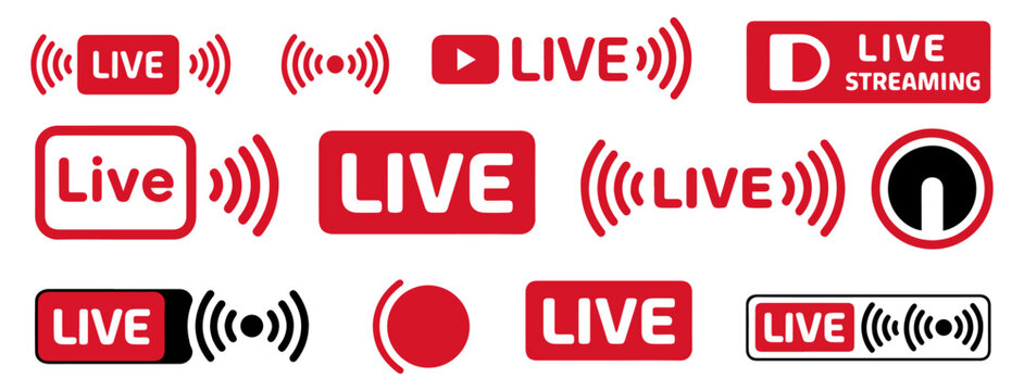 live streaming icon set vector