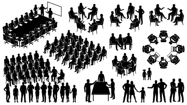Conference and Auditorium CAD Block Collection with Meeting Layouts Audience Seating and Human Figures