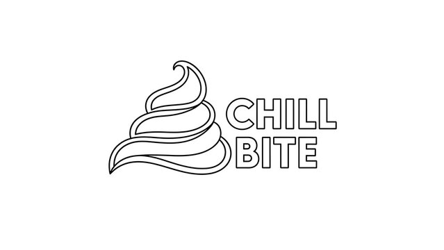 Minimalist chill bite ice cream with black line isolated on a transparent background