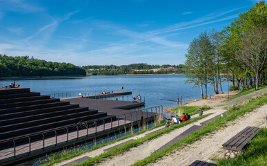 Plaża miejska i kąpielisko nad jeziorem w Kartuzach, Szwajcaria Kaszubska, Kaszuby © Aleksandra