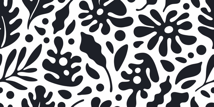 Black And White Floral Ornament A Repeating Vector Pattern