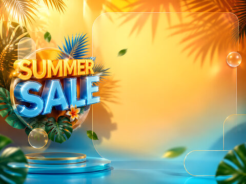 Summer Sale Tropical Discount Banner