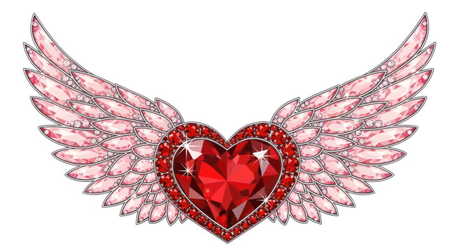 Red heart with sparkling wings symbol.