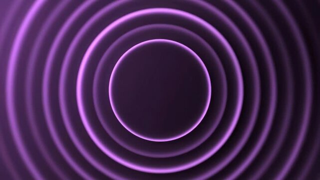 Concentric purple circles forming abstract waves in smooth graphic style on dark backdrop, concept of motion and energy