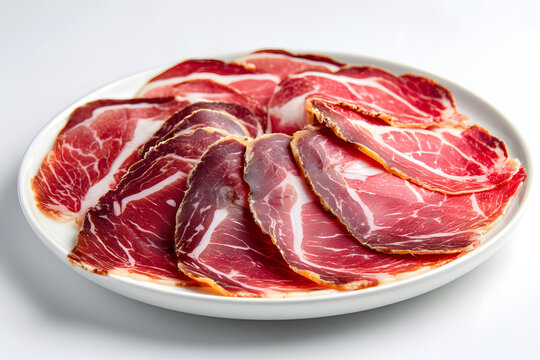 Premium Italian Coppa and Capicola Slices Arranged on a Full Plate for Culinary Presentation