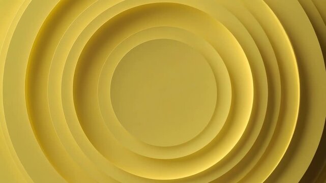 Abstract yellow concentric layered circles in minimalistic style on a smooth monochrome background, concept of harmony