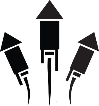 Firework Rocket Trio Silhouette Icon Set