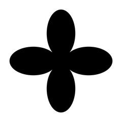 Fototapeta premium Black flower icon, minimalist design element, simple petal shape, vector graphic