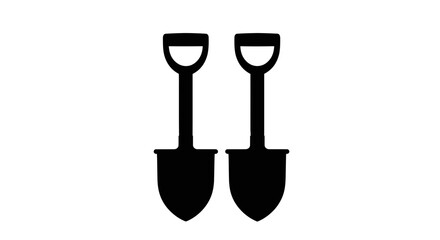 Two black shovels standing upright together. © nisol
