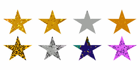 Obraz premium six glitter textured stars in a horizontal row on white background