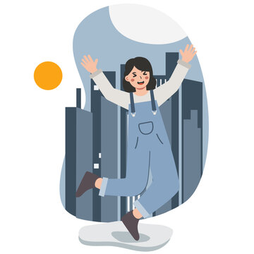 Happy Japan City Travel Flat Vector Illustration