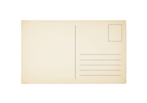 Blank vintage postcard template isolated on transparent background