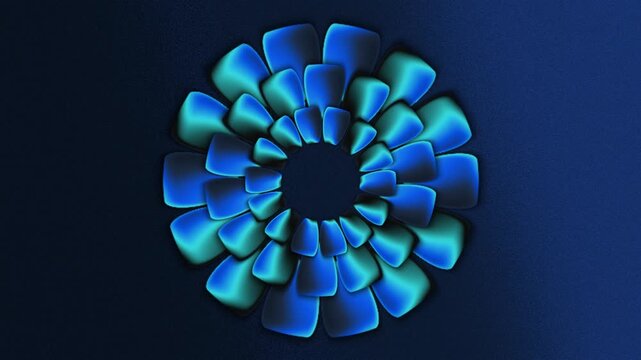 vibrant gradient flower circle turbine mandala bioluminescent blue neon glow glass liquid effect background