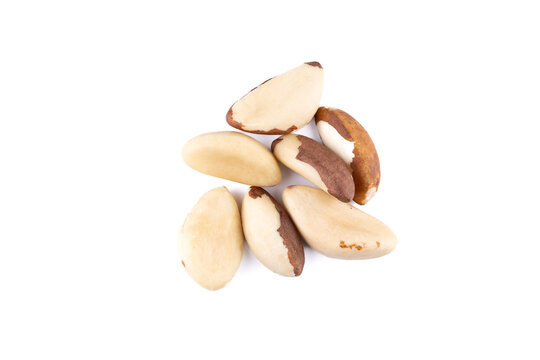 Healthy Brazil Nuts Pile on White Background