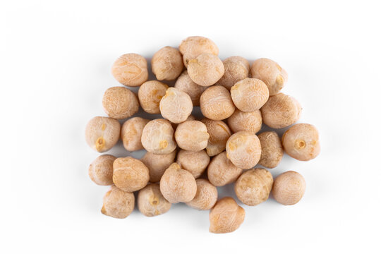 Raw Chickpeas on a White Background