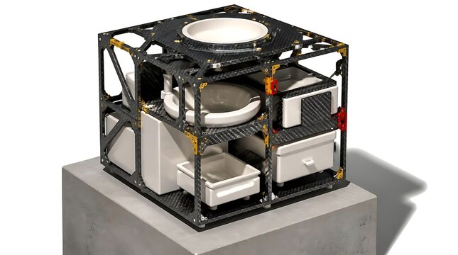 Detailed CubeSat Model Displaying Internal Components and Scientific Instruments.