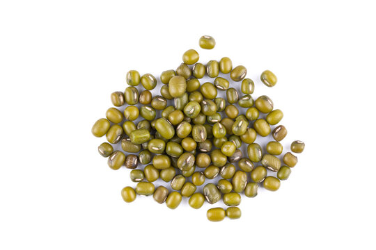 Raw Mung Beans on a White Background