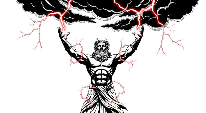 Muscular man holding stormy weather.