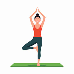 Fototapeta premium Woman Practicing Yoga Tree Pose