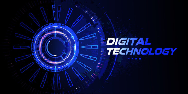 Circular technological pattern with radiating lines vector illustration