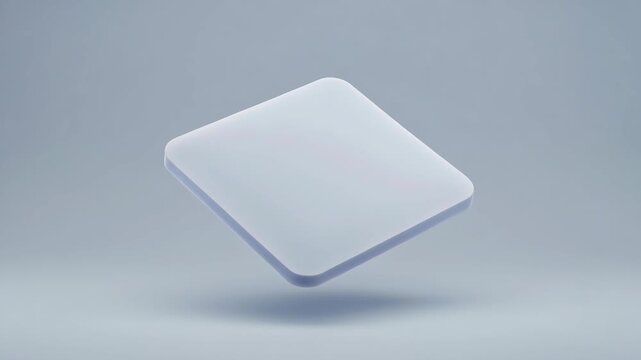 A smooth white square object in minimalist style on a pale background, symbolizing simplicity and modern design concepts