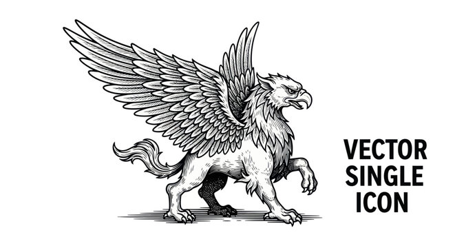 Winged Lion Mythical Creature Illustration 2.