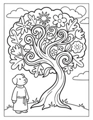 Obraz premium Tree And Flower Coloring Pages