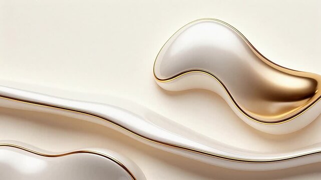 Abstract flowing shapes with gold accents