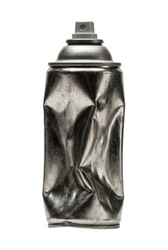 Crumpled empty spray paint can