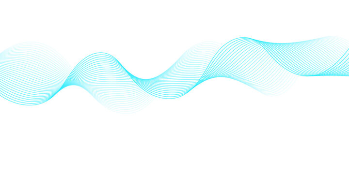 Abstract flowing neon blue and purple wave lines on transparent, combined with cyan soundwave mesh on black featuring smooth gradient curves for futuristic digital technology design.