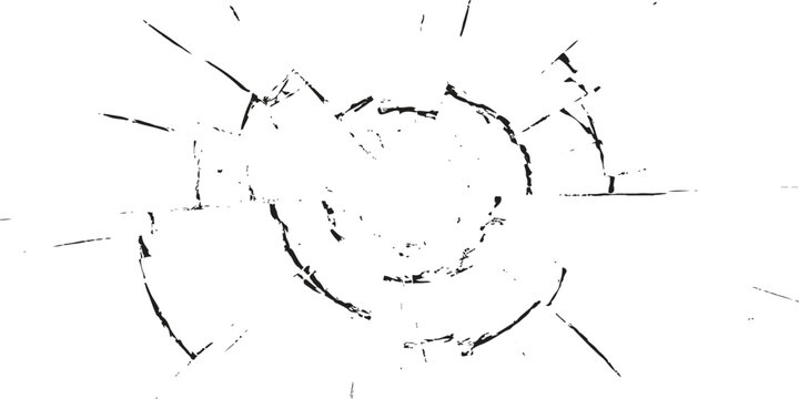 Broken glass texture with a circular shattered hole in the center Vector, illustration
