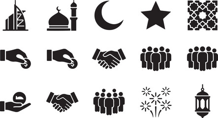Fototapeta premium Islamic Community Ramadan Vector Icon Set