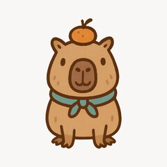 Fototapeta premium Cute capybara with fruit hat.