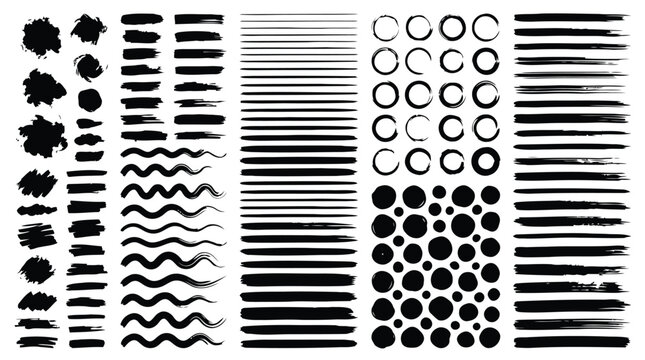 Black brush stroke collection textures lines and shapes for design projects