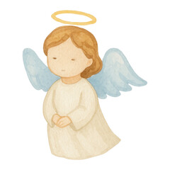 Obraz premium PNG Whimsical angelic watercolor illustration.